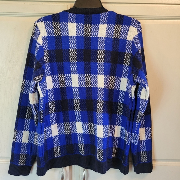 ASOS Blue Black White Plaid Knit Sweater - Picture 2 of 5